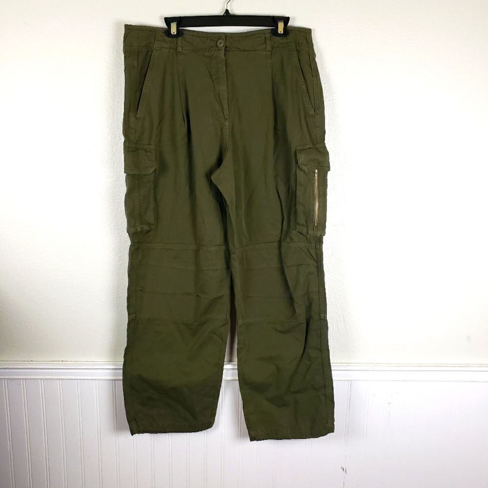 Women's ME+EM NWT Olive Green Oversized Cargo Wide Leg Pants Size 12